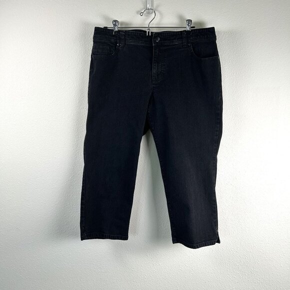 Additions by Chicos Jeans Womens Size L 2 Black Cropped Denim Stretch Casual - Picture 1 of 13